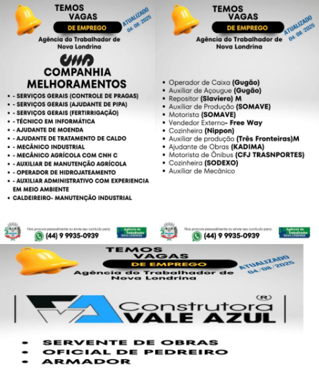EMPREGOS - AGOSTO