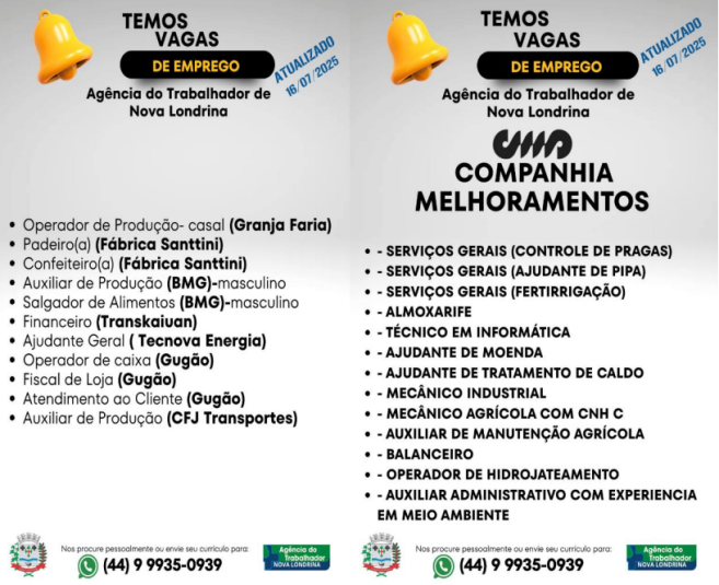 EMPREGOS - JULHO